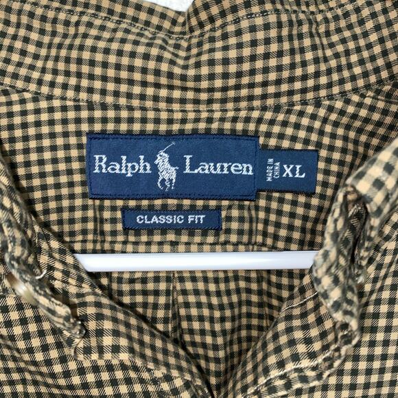 Vintage Ralph Lauren Shirt Mens XL Brown Plaid Classic Fit Button Down Preppy - Picture 5 of 7